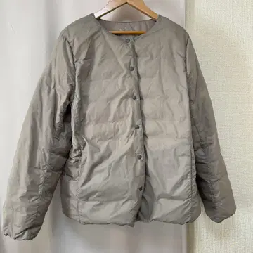 무인양품 경량 다운 포켓터블 노카라 자켓 XL 그레이지
