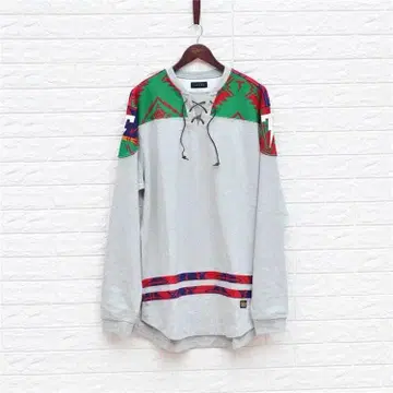 기하학 패턴 레이스업 긴팔 트레이닝복