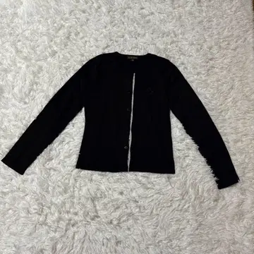 CLATHAS 여성용 긴팔 가디건 M 면 코튼 블랙 꽃무늬