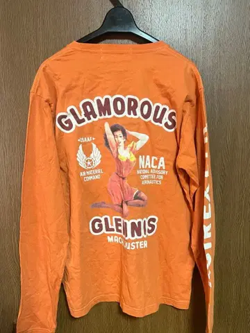 AVIREX LTD 오렌지 롱 슬리브 T셔츠