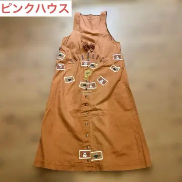 [ 핑크하우스/새상품급 ] 오버롤 스커트 오렌지 계열 곰 곰 곰