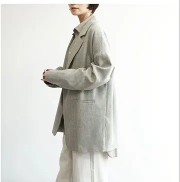 FASHFREN 트위드 패턴 빅 자켓 그레이지