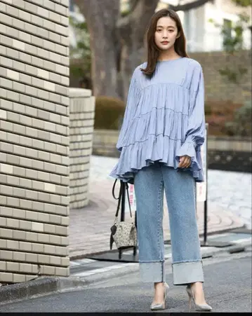 elfrank 집에서 세탁 가능한 주름 가공 티어드 블라우스