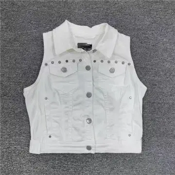 화이트 데님 베스트 스터드 부착
