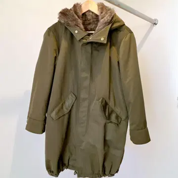 후드 부착 올리브 모즈 코트 임산부 아기 마터니티 안고 착용 가능