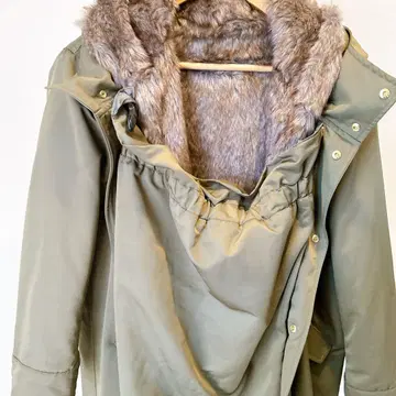 후드 부착 올리브 모즈 코트 임산부 아기 마터니티 엄마 코트