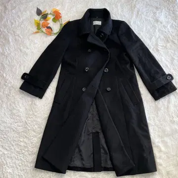 인덱스 롱 더블 브레스트 코트 블랙 모 혼방 M