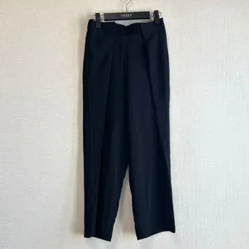 블랙 와이드 팬츠 허리밴딩 벨크로 테이프