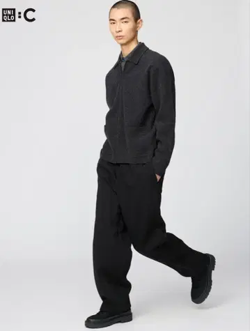 UNIQLO C 맨투맨 와이드 팬츠 블랙 S