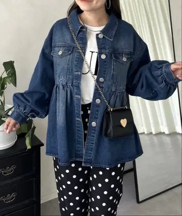 prose verse 오버 사이즈 개더 페플럼 데님 자켓 M