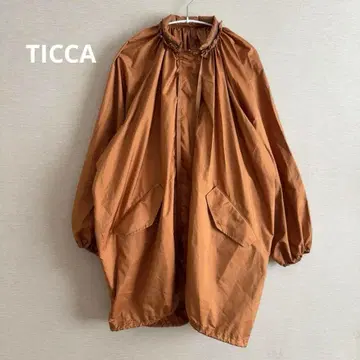 TICCA 오렌지 브라운 나일론 마운틴 후드티 루즈핏 롱