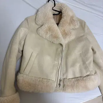 자켓 복슬복슬 화이트 아우터 S 무스탕 코트