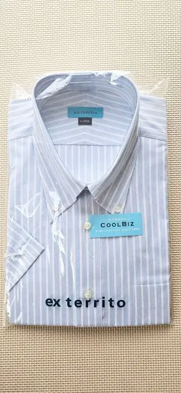 아오야마 양복 Ex Territo 반팔 스트라이프 와이셔츠 형태 안정