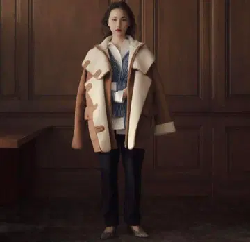 RANDEBOO 무스탕 코트 보아 코트 버튼 포함