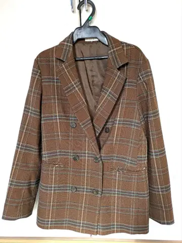 avv 브라운 계열 체크 테일러드 자켓