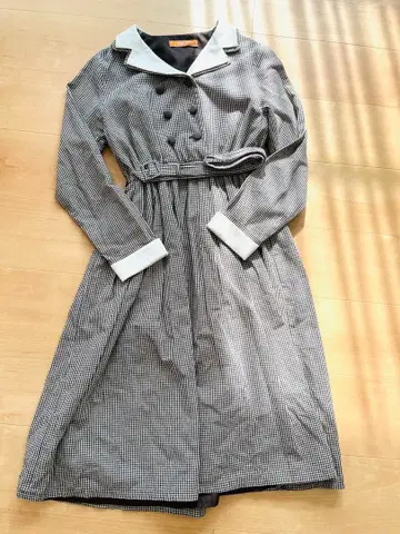 핀 체크 레트로 원피스