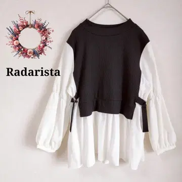 시마무라 라더스트리아 페플럼 도킹 블라우스 콤비 벌룬 소매 L