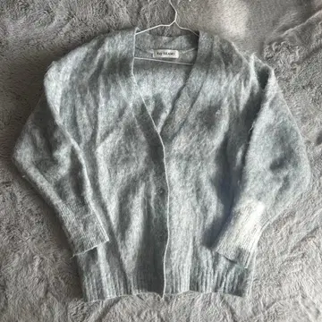 Ray BEAMS 그레이 모헤어 혼방 V넥 가디건
