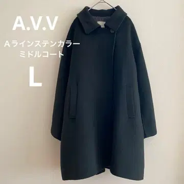 A.V.V 아베베 A라인 스텐 칼라 미들 코트 카키 L