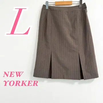 NEWYORKER 뉴요커 브라운 스트라이프 깔끔한 무릎 기장