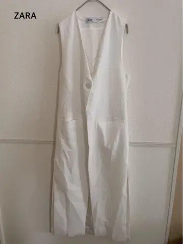 자라 롱 베스트 슬리브리스 화이트 포켓 사이드 슬릿 XS