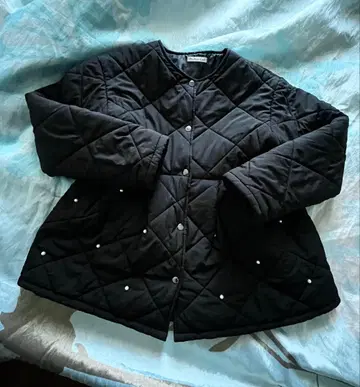 펄 디자인 A라인 퀼팅 자켓 점퍼 아우터 M