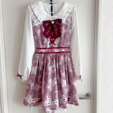 LIZ LISA 리즈리사 sewing bear 패턴 원피스 긴팔