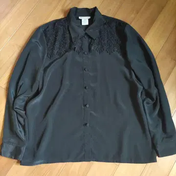 빈티지 사이즈 14 긴팔 셔츠 비쥬 레이스 블랙 고급