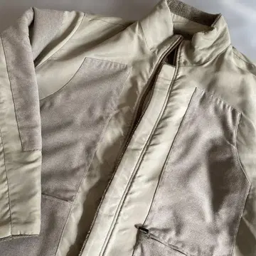 베이지 리버서블 합성 피혁 점퍼