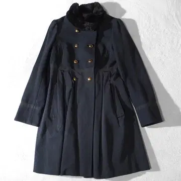 마크제이콥스 롱 코트 울 절개 플레어 스커트 골드 버튼