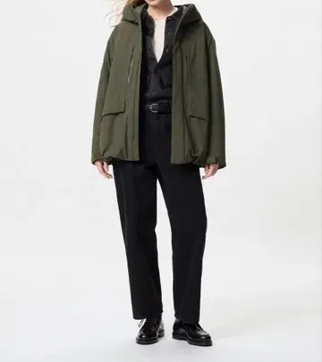 유니클로 하이브리드 다운 후드티 OLIVE S