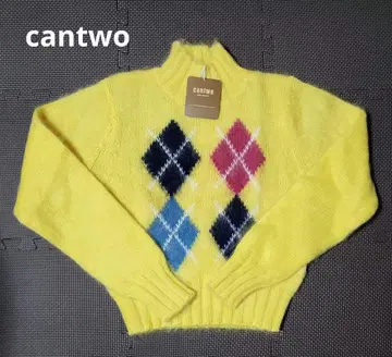 택 포함 새상품 cantwo 멀티 패턴 하이넥 긴팔 니트 M~L 정도