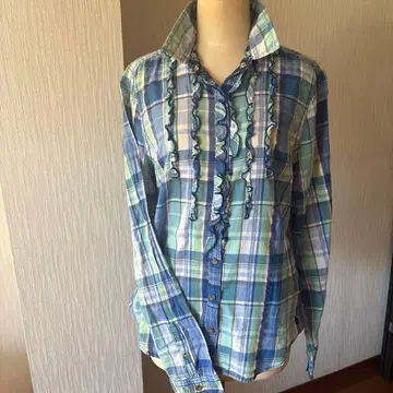 Abercrombie & Fitch 프릴 사용 체크 블라우스 오샤레