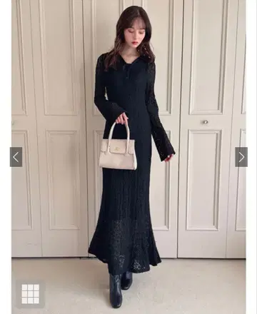 페티코트 포함 컷 레이스 롱 원피스