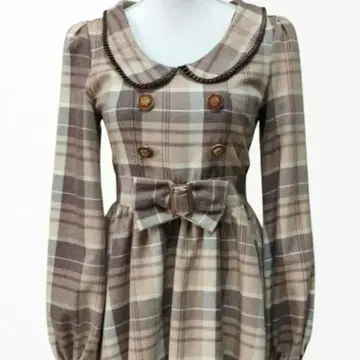 LIZ LISA/리즈리사 체크 리본 기모 원피스 브라운