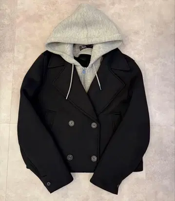 ZARA 더블 브레스트 후드티 자켓