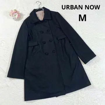 [ 어반 나우 ] 롱 코트 (M) 블랙 울 혼방 더블 브레스트 A라인