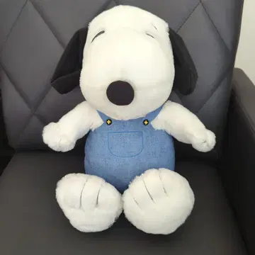 스누피 데님 오버롤 봉제 인형 약 30cm