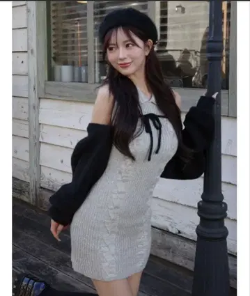 숏 볼레로 니트 미니 원피스