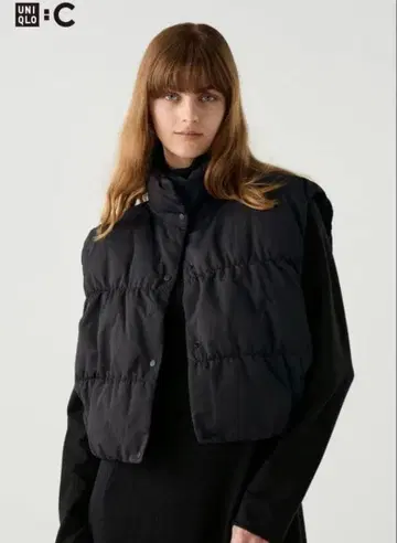 미사용 UNIQLO C 다운 크롭 베스트 블랙 사이즈 M
