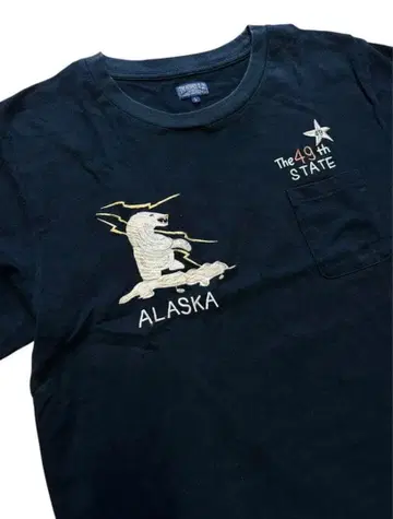 토요 알래스카 자수 티셔츠 사이즈 L 블랙 북극곰