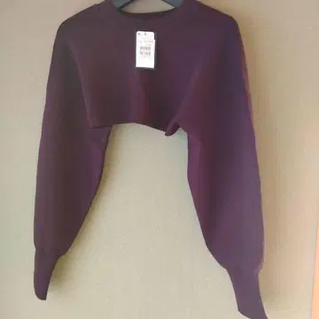 버건디 크롭 긴팔 스웨터