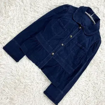 엠즈 그레이시 네이비 자켓 밑단 프릴 꽃 버튼 소매 슬릿 일본제 M