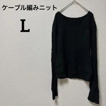 1점 블랙 [ L ] V넥 케이블 짜임 니트 긴팔 성인 심플