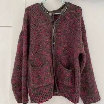 CUBE SUGAR 핑크&그레이 니트 자켓