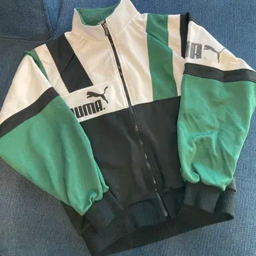 PUMA 집업 자켓 화이트/그린/블랙