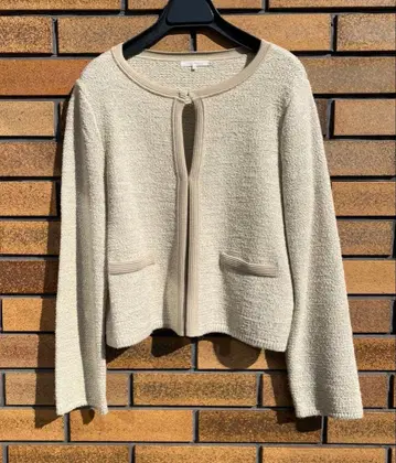 AMACA 트위드풍 니트 가디건 샴페인 베이지