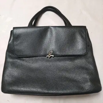 아네스베 핸드백 가죽 블랙 주름 가죽