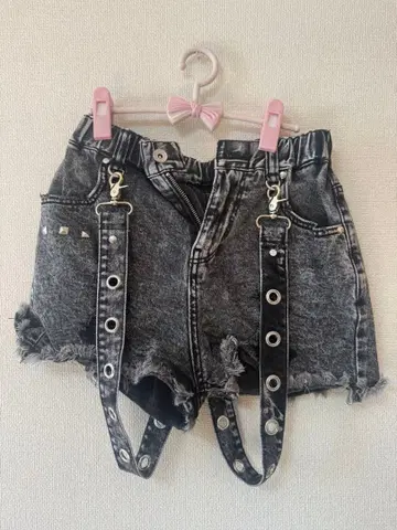 REFLEM 서스펜더 데님 숏팬츠 그레이