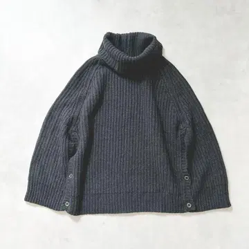 니트 판초 니트 케이프 터틀넥 ELLE 차콜 그레이 F